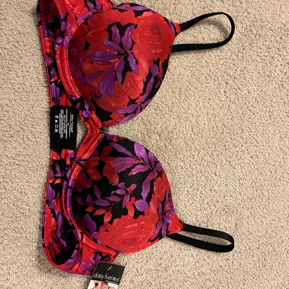 Daisy Fuentes Red and Purple Floral Bra
